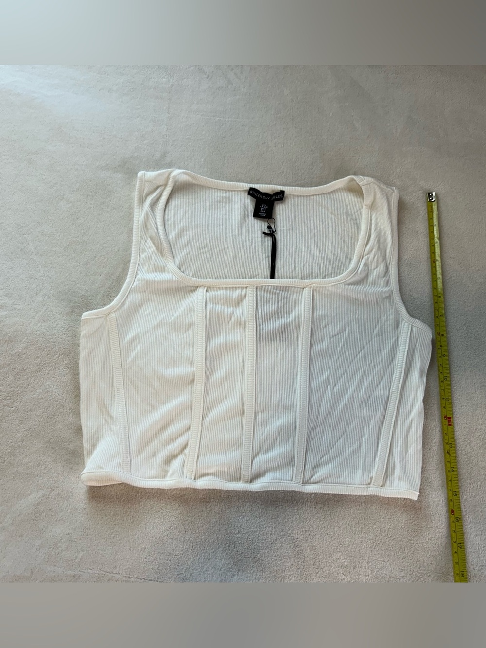 New tag nwt White ribbed tank top crop sincerely Jules large formed festival